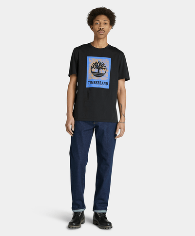 Playera Regular Fit Con Logo Grafico Para Hombre, Negro