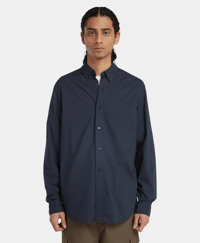 Camisa De Popelina Regular Fit Para Hombre, Azul