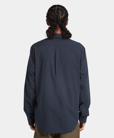 Camisa De Popelina Regular Fit Para Hombre, Azul