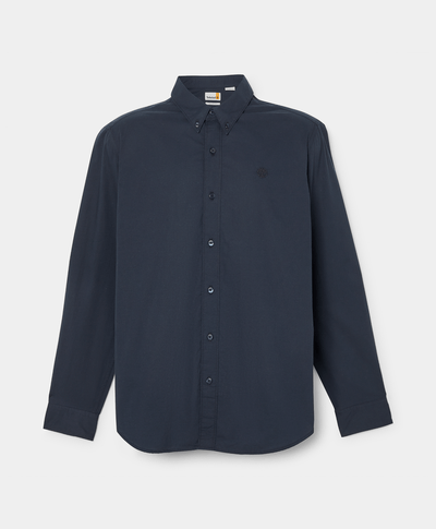 Camisa De Popelina Regular Fit Para Hombre, Azul