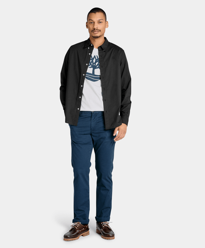 Camisa De Popelina Regular Fit Para Hombre, Negro