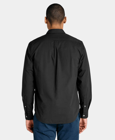 Camisa De Popelina Regular Fit Para Hombre, Negro