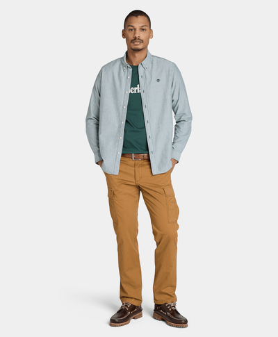 Playera Regular Fit Con Logo Lineal Para Hombre, Verde