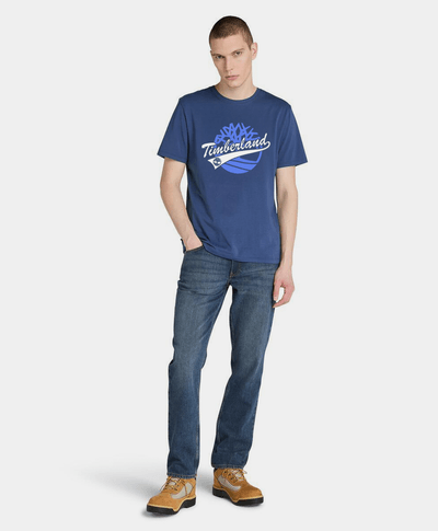 Playera Regular Fit Grafico Frontal Para Hombre, Azul