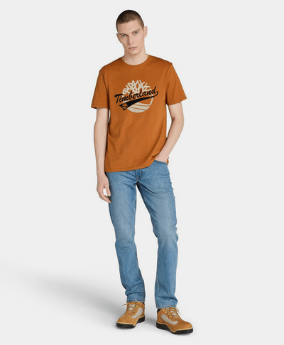 Playera Regular Fit Grafico Frontal Para Hombre, Café