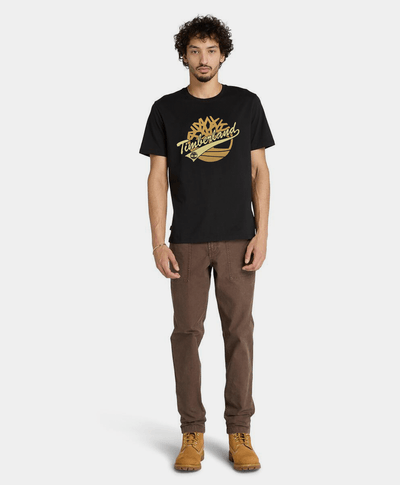 Playera Regular Fit Grafico Frontal Para Hombre, Negro