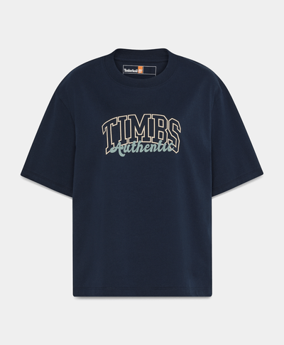 Playera Relaxed Fit Con Grafico Para Mujer, Azul