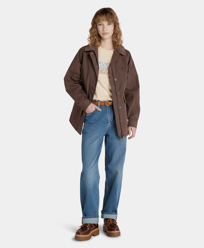 Playera Relaxed Fit Con Grafico Para Mujer, Beige