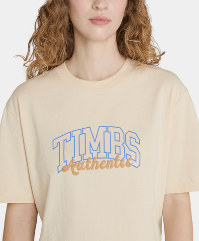 Playera Relaxed Fit Con Grafico Para Mujer, Beige