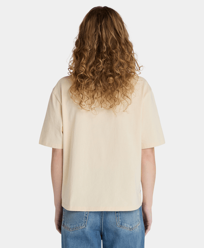 Playera Relaxed Fit Con Grafico Para Mujer, Beige