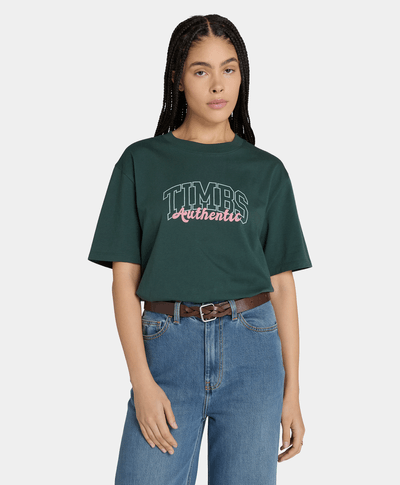 Playera Relaxed Fit Con Grafico Para Mujer, Verde