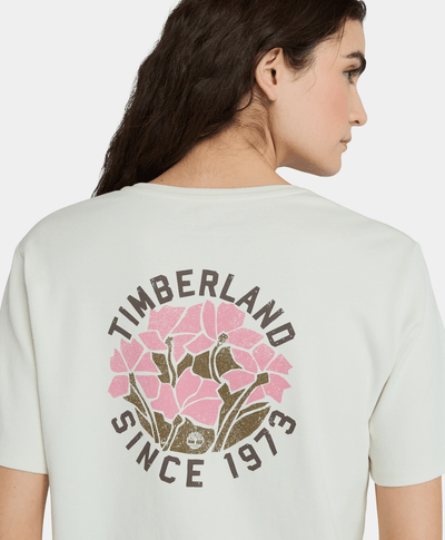 Playera Timberfresh Regular Fit Grafico Floral Trasero Para Mujer, Beige