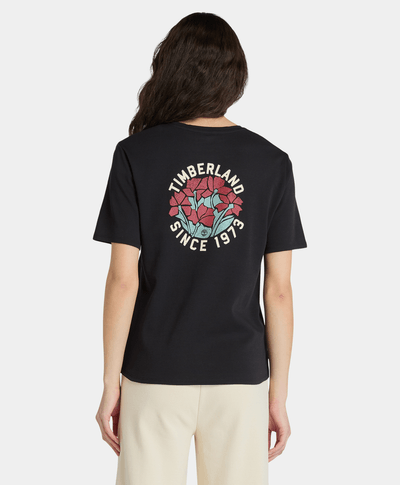 Playera Timberfresh Regular Fit Grafico Floral Trasero Para Mujer, Negro