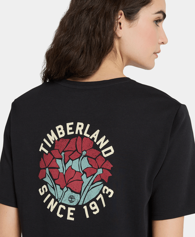 Playera Timberfresh Regular Fit Grafico Floral Trasero Para Mujer, Negro