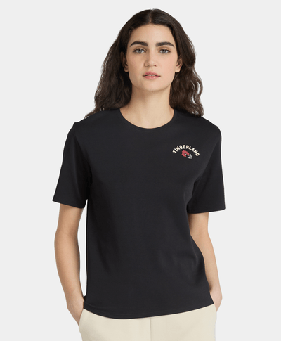 Playera Timberfresh Regular Fit Grafico Floral Trasero Para Mujer, Negro