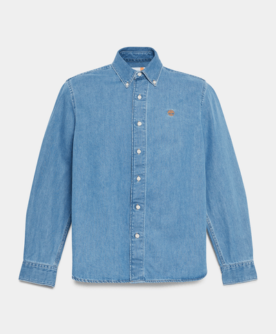 Camisa Denim Regular Fit Para Hombre, Azul