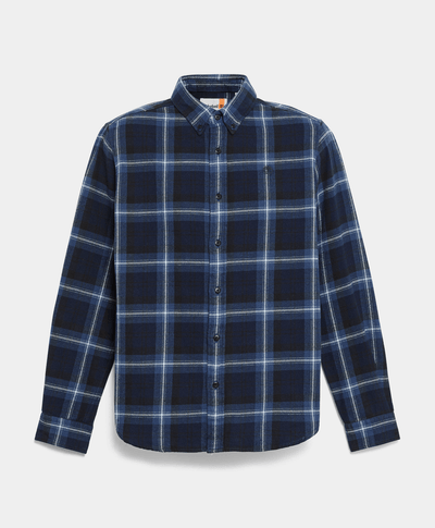 Camisa De Franela A Cuadros Regular Fit Para Hombre, Azul