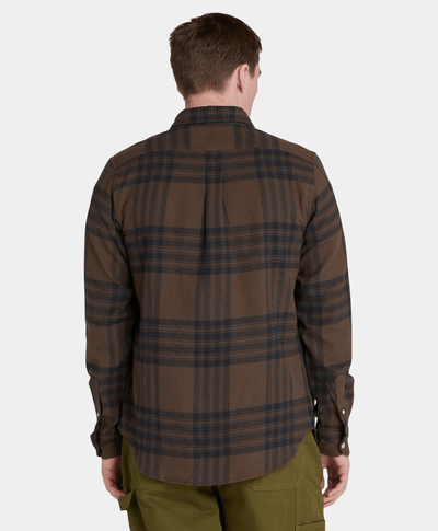 Camisa De Franela A Cuadros Regular Fit Para Hombre, Café