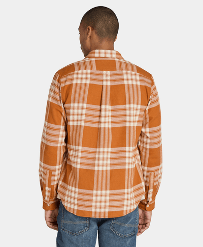 Camisa De Franela A Cuadros Regular Fit Para Hombre, Naranja