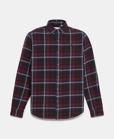 Camisa De Franela A Cuadros Regular Fit Para Hombre, Vino