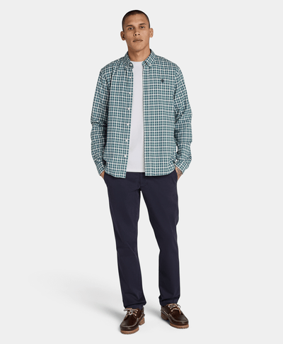 Camisa Gingham Slim Fit Para Hombre, Azul