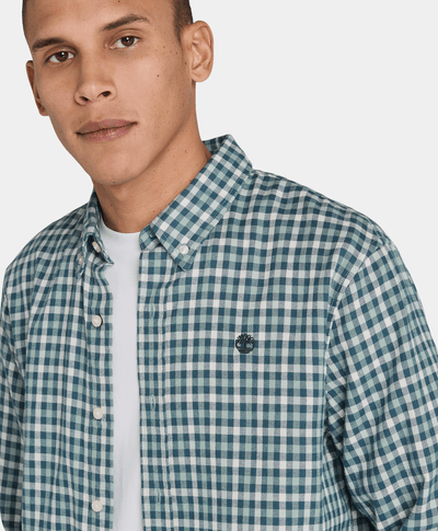 Camisa Gingham Slim Fit Para Hombre, Azul