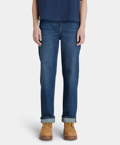 Pantalón Denim Straight Fit Para Mujer, Azul