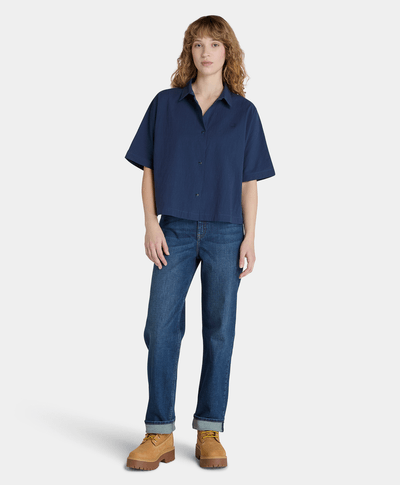 Pantalón Denim Straight Fit Para Mujer, Azul
