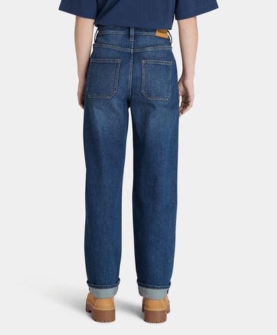 Pantalón Denim Straight Fit Para Mujer, Azul