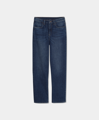 Pantalón Denim Straight Fit Para Mujer, Azul