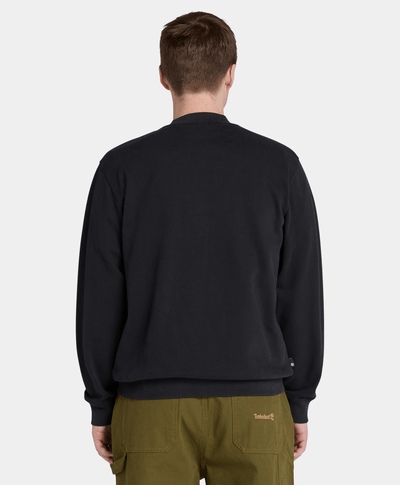 Sudadera Authentic Fit Con Insignia De Piel Para Hombre, Negro