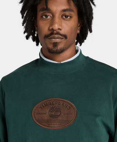 Sudadera Authentic Fit Con Insignia De Piel Para Hombre, Verde