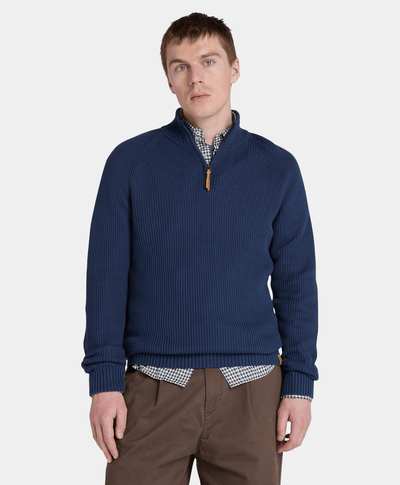 Suéter Texturizado Wr Regular Fit Con Cierre De 1/4 Para Hombre, Azul