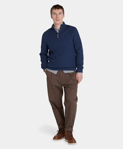 Suéter Texturizado Wr Regular Fit Con Cierre De 1/4 Para Hombre, Azul