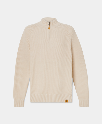 Suéter Texturizado Wr Regular Fit Con Cierre De 1/4 Para Hombre, Beige