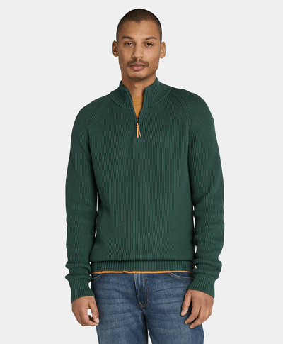 Suéter Texturizado Wr Regular Fit Con Cierre De 1/4 Para Hombre, Verde