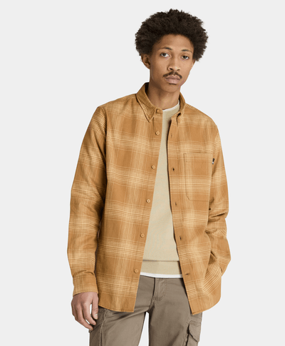 Camisa De Franela A Cuadros Regular Fit Para Hombre, Amarillo