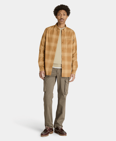 Camisa De Franela A Cuadros Regular Fit Para Hombre, Amarillo