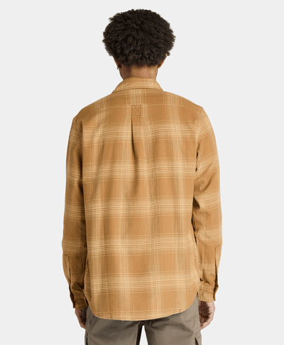 Camisa De Franela A Cuadros Regular Fit Para Hombre, Amarillo