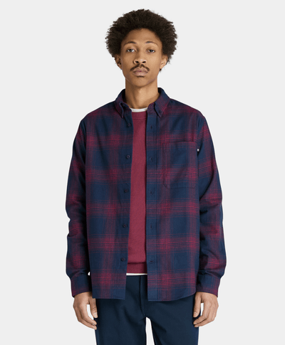 Camisa De Franela A Cuadros Regular Fit Para Hombre, Azul