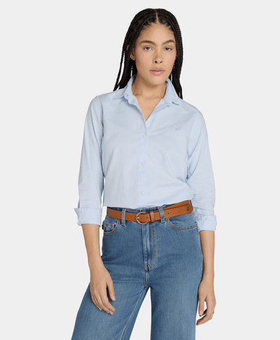 Camisa Oxford Regular Fit Para Mujer, Azul