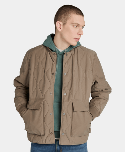 Chamarra Acolchada Repelente al agua Relaxed Fit Hombre, Café