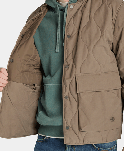 Chamarra Acolchada Repelente al agua Relaxed Fit Hombre, Café