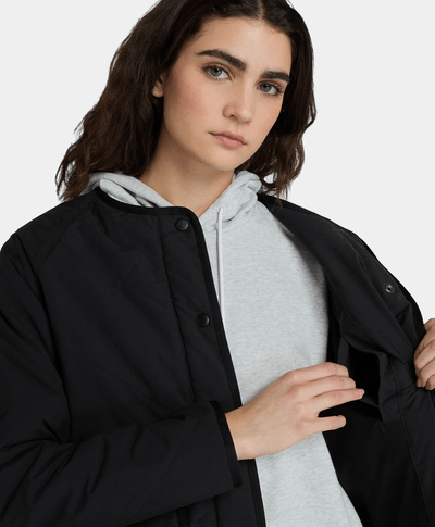 Chamarra Acolchada DWR: Repelente al Agua Relaxed Fit Para Mujer, Negro