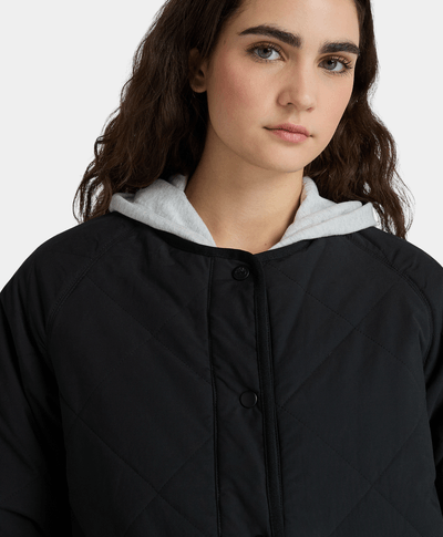 Chamarra Acolchada DWR: Repelente al Agua Relaxed Fit Para Mujer, Negro