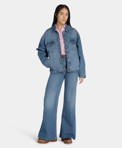 Chamarra Archive Denim Oversized Fit Para Mujer, Azul