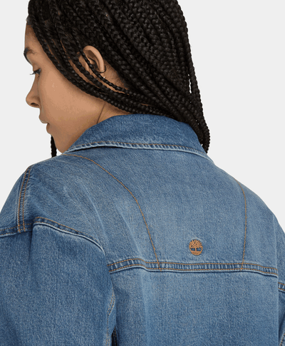 Chamarra Archive Denim Oversized Fit Para Mujer, Azul