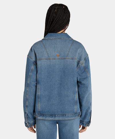Chamarra Archive Denim Oversized Fit Para Mujer, Azul
