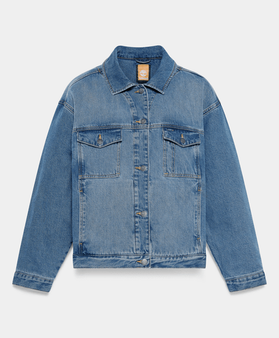 Chamarra Archive Denim Oversized Fit Para Mujer, Azul