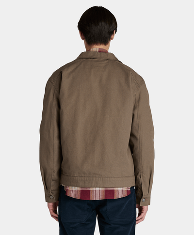 Chamarra De Lona Regular Fit Para Hombre, Café